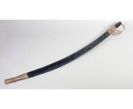 An Indian sabre with scabbard, the blade etched Made in India 