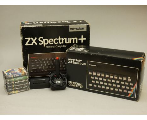 A boxed Spectrum 48K+ (122-299959) contents to include, power supply unit, TV connection lead, tape player connection lead, u