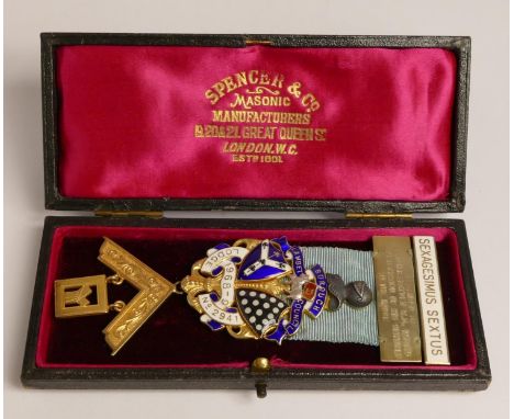 A silver gilt and enamel Masonic medal Lambeth Borough Council Lodge, 47gm 