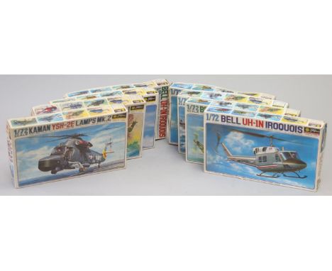 Eight Fujimi Helicopter 1/72 model kits, to include :Bell AH-1J Sea CobraBell UH-1N Iroquois (2)Agusta-Bell 212 A.S.WKaman SH