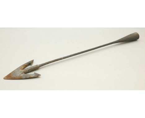 An iron head from a whaling harpoon, mid to late 19th century, with double flue stop withers, 88cc overall and 15cm across th