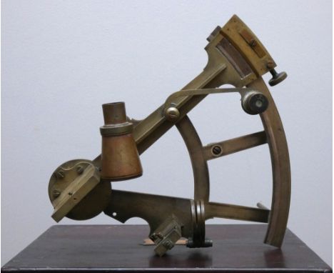 A 19th Century brass Naval sextant, signed James Barry with 8" internal sweep, accessories' in a brass mounted fitted mahogan