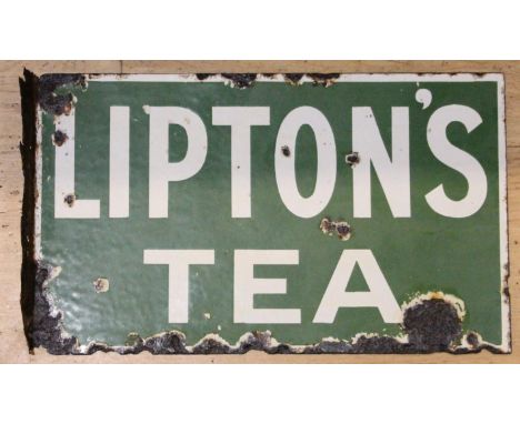Lipton's Tea, a double sided, vitreous enamel advertising sign, 23 x 38cm.