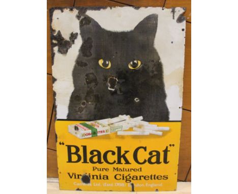 Black Cat pure matured Virginia Cigarettes, a single sided, vitreous enamel advertising sign, 91 x 61cm.