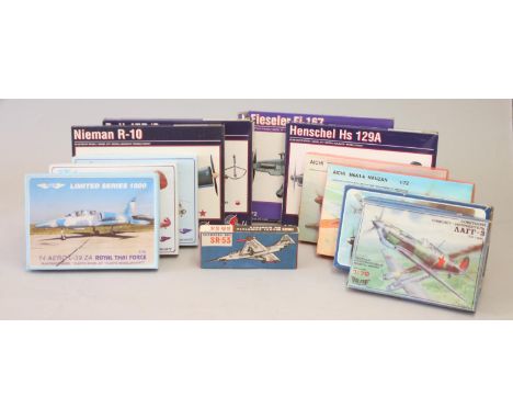 Twelve Czech made 1/72 model aircraft kits, from brands such as Pavla, MPM&CMK and SMER with others to include :Saunders-Roe 