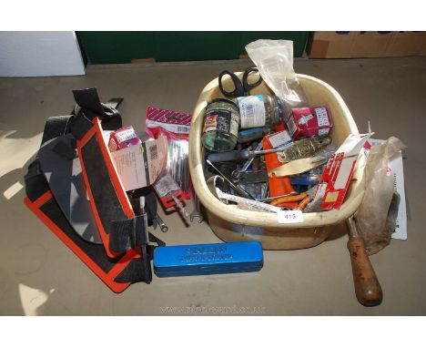 A quantity of spanners and small tools, a Yankey screwdriver, an impact wrench, fixings, etc.,