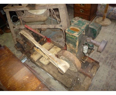 A double sleeper based Lister "D'' stationary Engine, serial no. 1/64024 and sold with a belt-driven, lever-engaged drive and