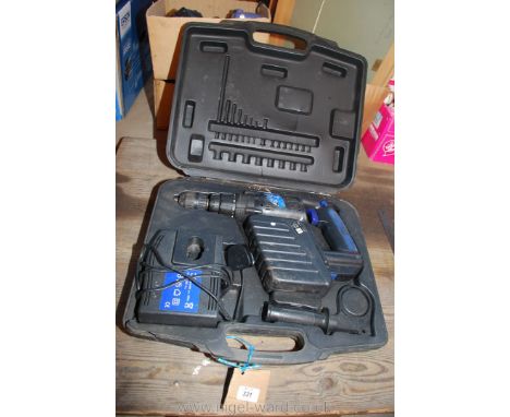 A cased "Nupower" 36v battery drill and charger.