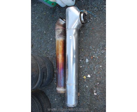 Two sections of Stainless steel flue pipe.