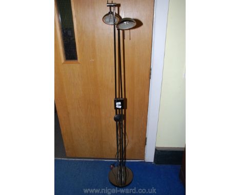 A modernist floor-standing double work light.