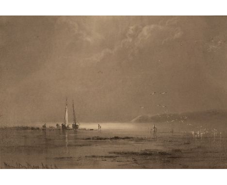Hamilton Maw/A Calm Sea/signed/pen and ink heightened in white, 10cm x 15cm and/three other watercolours CONDITION REPORT: Co