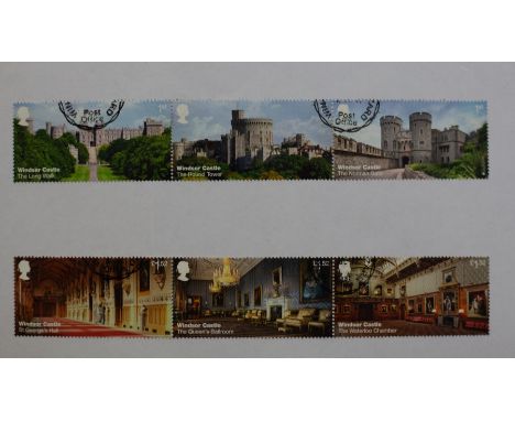 Five albums of used commemorative stamps and first day covers, Edward VII - George VI stamps, War stamps etc CONDITION REPORT