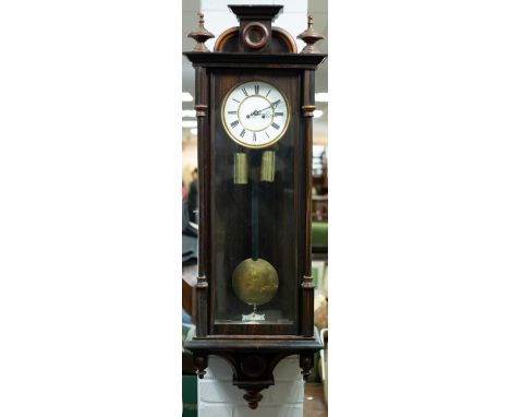 A Vienna wall clock, the eight-day movement striking on a gong, 120cm high CONDITION REPORT: Condition information is not usu