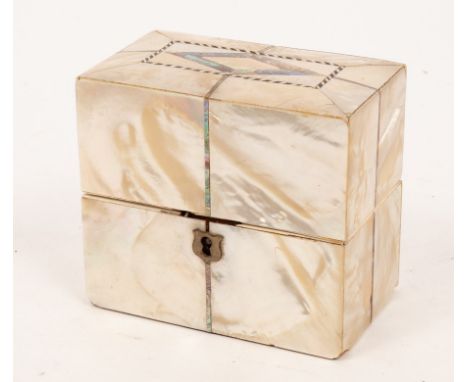 A mother-of-pearl scent bottle box, 11cm wide/Provenance: from the Estates of Lord & Lady Charteris CONDITION REPORT: Conditi