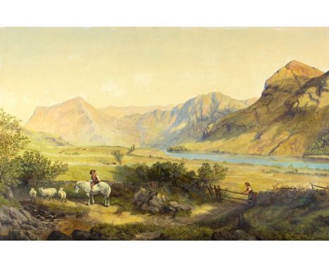 After Henry William Banks Davis/Shepherd on a Pony with Sheep/oleograph, 58cm x 80cm/Cattle and Figures in a Mountainous Land