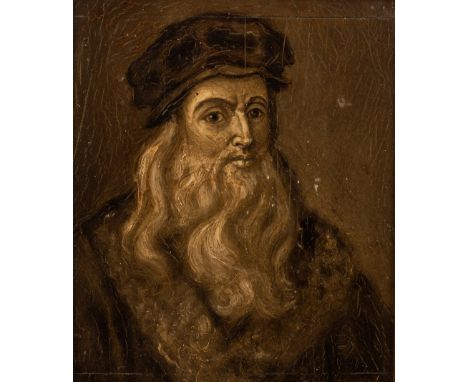 After Leonardo da Vinci/Self Portrait/oil on panel, 21.5cm x 17.5cm CONDITION REPORT: Condition information is not usually pr