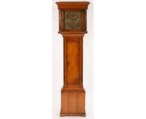 An 18th Century oak eight-day longcase clock by Saml Owen, Llanrwst, the engraved dial with date aperture and subsidiary seco