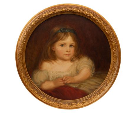 19th Century Irish School/Portrait of Violet Lindsay, Later Duchess of Rutland/half-length, aged two/a copy/tondo/oil on canv