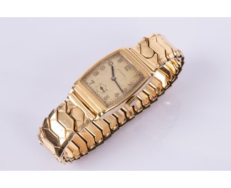 A Rolex manual wind wristwatch, Glasgow 1939, in a 9ct gold case, the rectangular dial with Arabic numerals and subsidiary se