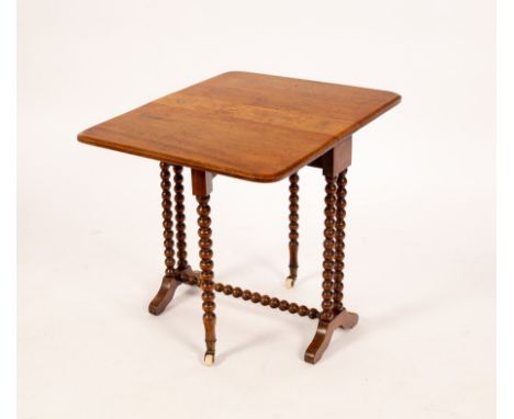 A walnut two-flap table on bobbin turned legs, 50cm wide CONDITION REPORT: Condition information is not usually provided in t