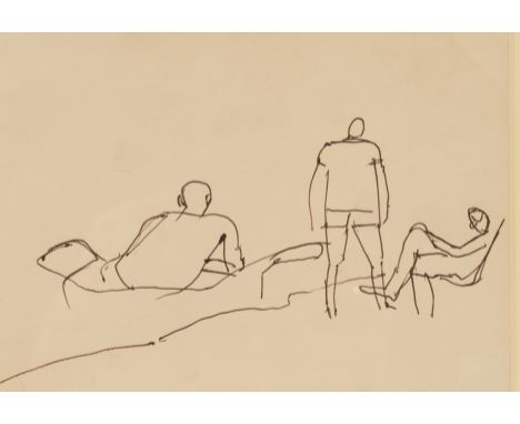 Keith Vaughan (1912-1977)/Three Figures/ink drawing, 12cm x 16.5cm/Provenance: Tib Lane Gallery, Manchester, receipt of purch