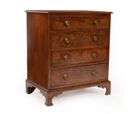 An early 19th Century mahogany chest, the rectangular top with moulded border above four drawers on bracket feet, 67cm wide/s