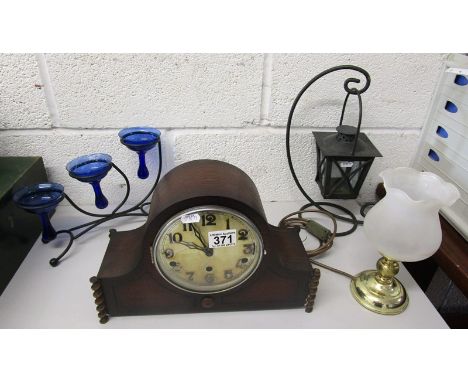 Collectables to include mantle clock and hanging lantern