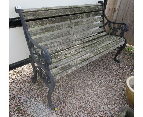 Garden bench with cast iron ends