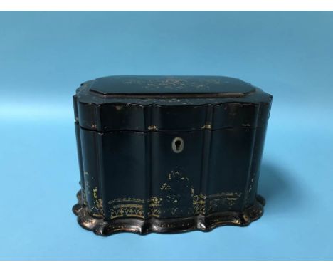 A Victorian papier mache tea caddy