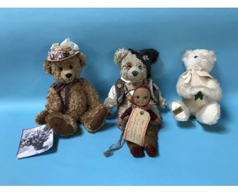 A Merry Thoughts bear, a doll and two other bears