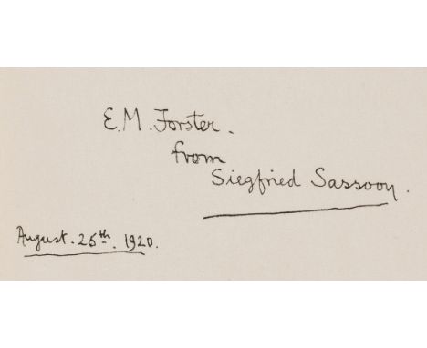 Sassoon (Siegfried) Picture-Show, first American edition, presentation copy signed by the author to E.M. Forster on verso of 