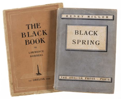 Obelisk Press.- Durrell (Lawrence) The Black Book, first edition, 1938 § Miller (Henry) Black Spring, 1938, endpapers foxed, 