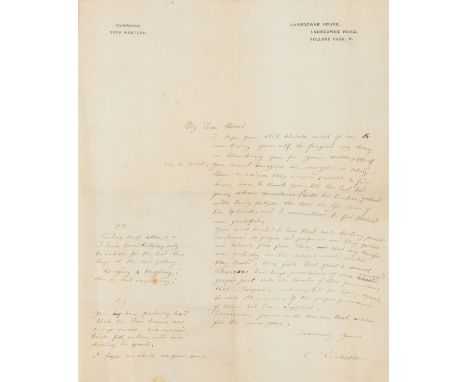 Ricketts (Charles de Sousy, artist and art collector, 1866-1931) Autograph Letter signed to "My Dear Heron", 1p., 4to, Lansdo