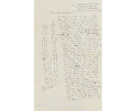 Jones (David [pseudonym Dai Greatcoat], painter and poet, 1895-1974) 2 Autograph Letters signed (1 to the publisher Owen Rutt