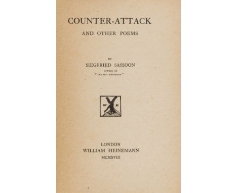 Sassoon (Siegfried) Counter-Attack and other Poems, first edition, ink ownership inscription to half-title, original wrappers