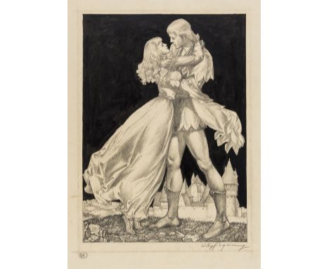 NO RESERVE Original illustration.- Pogany (Willy) The Embrace, original illustration for page '93' of unknown publication, pe