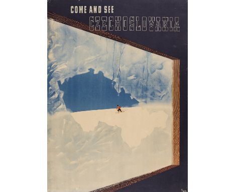 NO RESERVE Skiing.- Neubert (V.) Come and see Czechoslovakia, lithograph printed in colours, mounted on paper support, sheet 