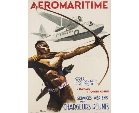 Brenet (Albert) Aeromaritime, lithograph printed in colours, mounted on linen, sheet 980 x 615 mm (38 1/2 x 24 1/4 in), caref