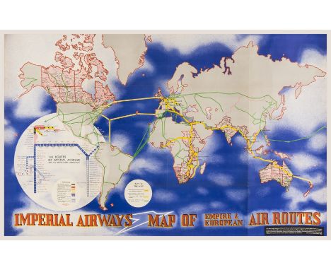 Moholy-Nagy (Laszlo) Imperial Airways/Map of Empire &amp; European Air Routes, lithograph printed in colours, on thin wove pa