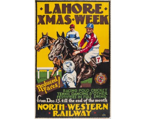 NO RESERVE India.- Cooper (William) Lahore Xmas Week, Racing Polo Cricket ..., lithograph printed in colours, mounted on line