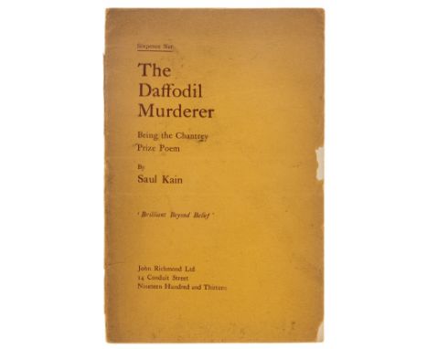 [Sassoon (Siegfried)], "Saul Kain". The Daffodil Murderer, first edition, original yellow wrappers, spine and upper cover chi