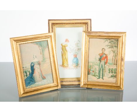 GEORGE BAXTER (BRITISH, 1804 - 1867),
A PAIR OF MINIATURES OF QUEEN VICTORIA AND PRINCE ALBERT
each oil print, including a pa