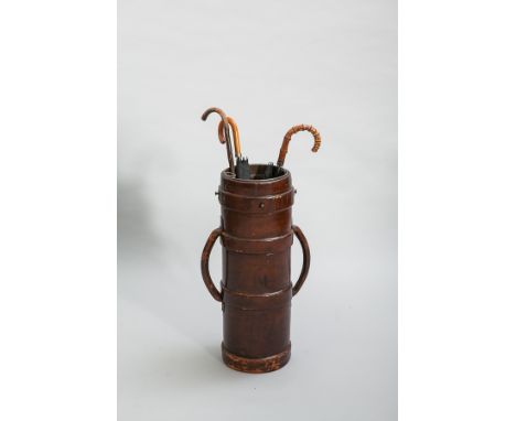 VICTORIAN LEATHER SHELL CASE STICK STAND
with metal liner, 73cm
