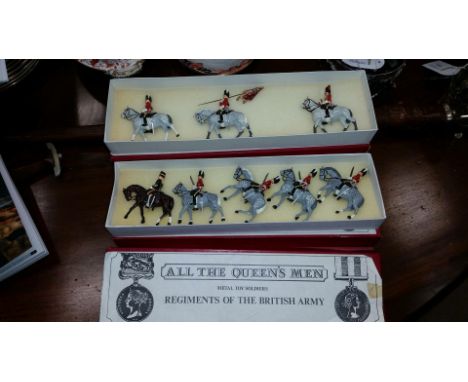 COLLECTION OF FOUR ALL THE QUEEN'S MEN METAL TOY SOLDIERS CASED SET
"Regiments of the British Army" editions, each containing