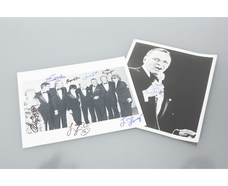 TWO 'OLD HOLLYWOOD' AUTOGRAPHED PHOTOGRAPHIC PRINTS 
the first of Frank Sinatra, inscribed in blue ink 'For Camille, Love, Fr