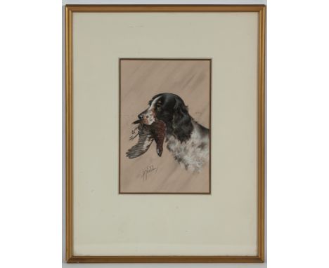 EARLY 20TH CENTURY PAIR OF GUN DOG PASTEL DRAWINGS BY A. NIELD
both of Springer spaniels, one retrieving grouse, the other re