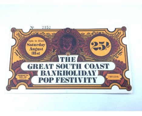 A genuine ticket for the first Isle of Wight music festival in 1968.