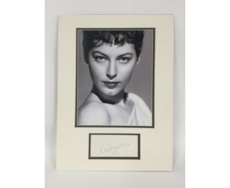 A mounted display of Ava Gardner with signature and photographic print. No COA.