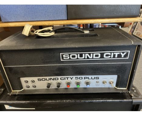 A 1970s Sound City 50 Plus Mark 4 Model - produced by Dallas Arbiter in good condition - seen working - with custom made spea