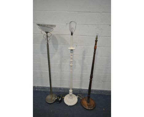THREE VARIOUS STANDARD LAMPS, to include a Nikel uplighter lamp
